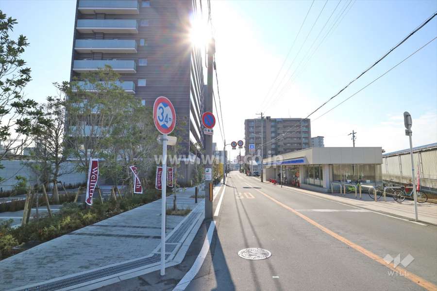 敷地西側の前面道路（北側から）