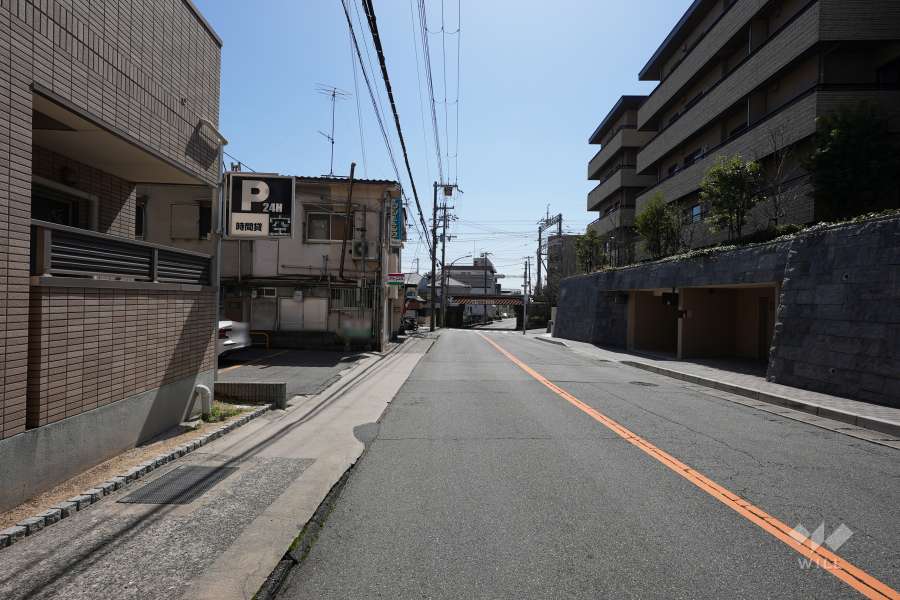 敷地北東側の前面道路（北側から）