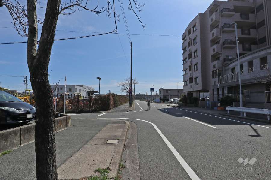 敷地東側の前面道路（北側から）