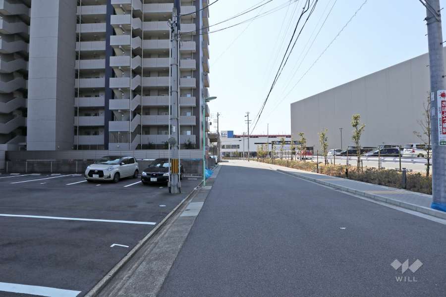 敷地西側の前面道路（北側から）