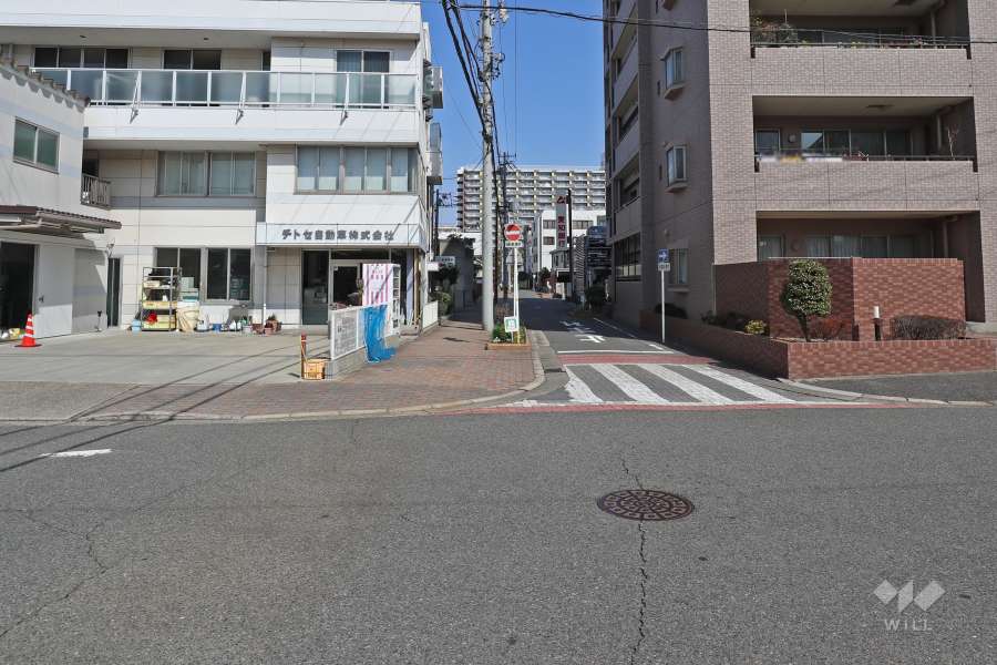 敷地西側の前面道路（南側から）