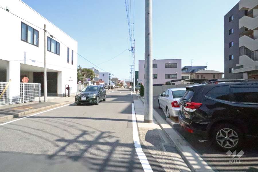 敷地北側の前面道路（西側から）