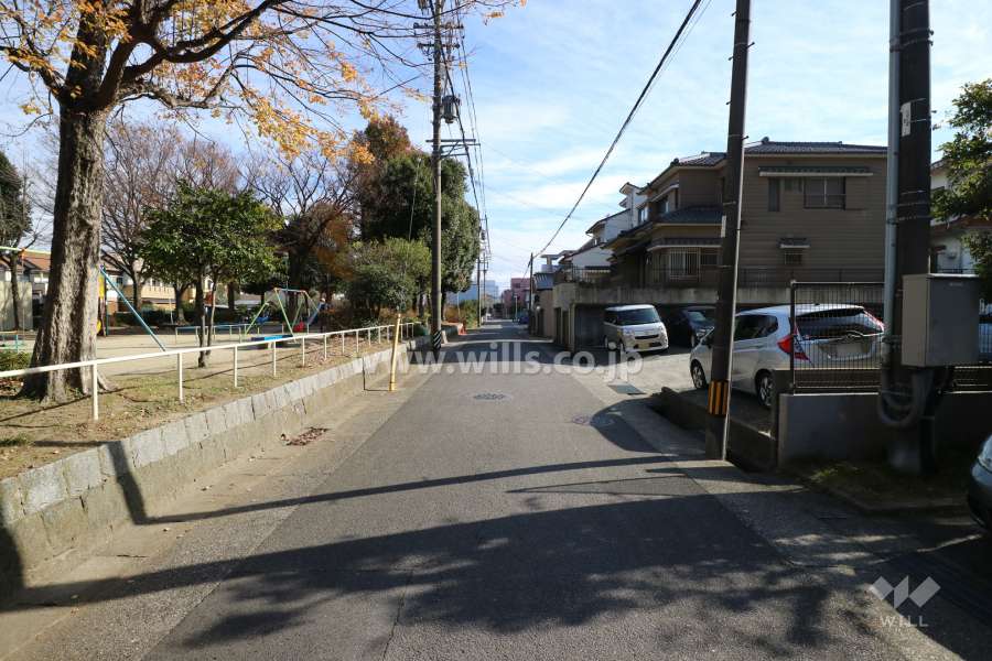 敷地北側の前面道路（西側から）