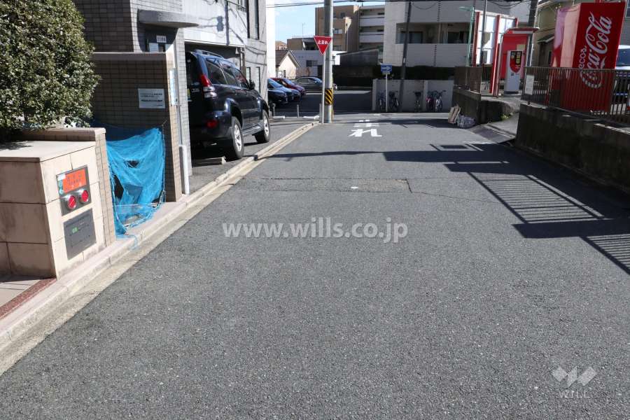 敷地南西側の前面道路(北西側から)