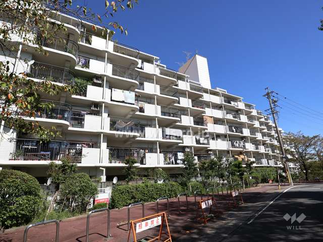 茶屋ヶ坂公園ハイツＢ棟の建物東側外観（南側から）