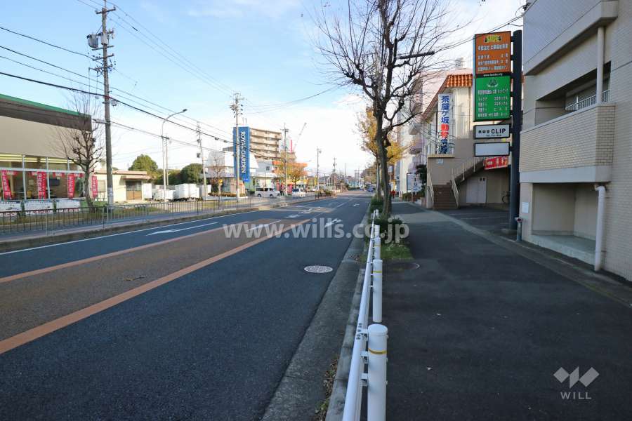 敷地北西側の前面道路（南西側から）