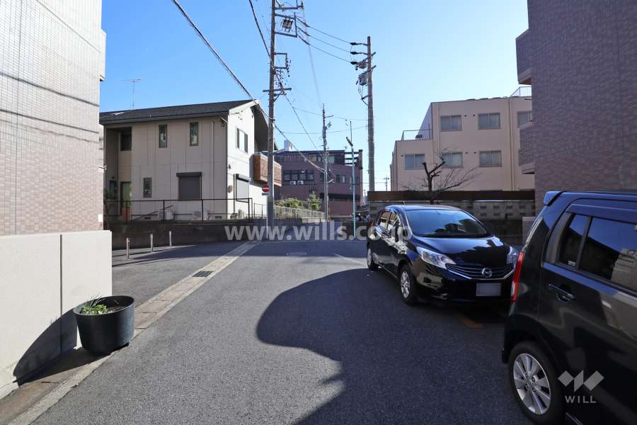 敷地西側の前面道路（北側から）
