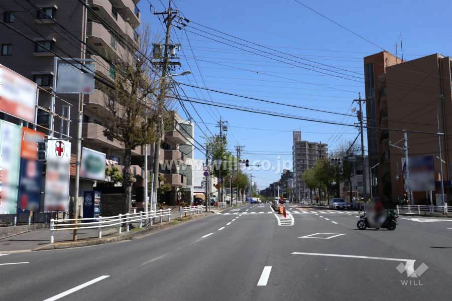 敷地の南東側前面道路（南西側から）
