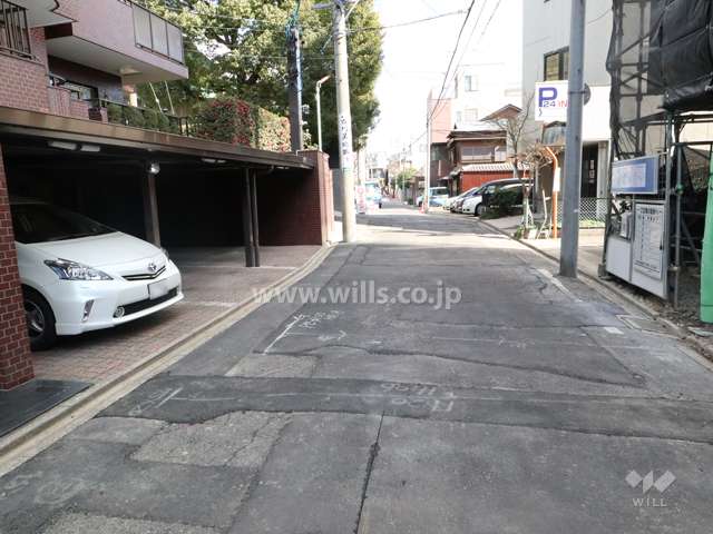 敷地南側の前面道路(西側から)