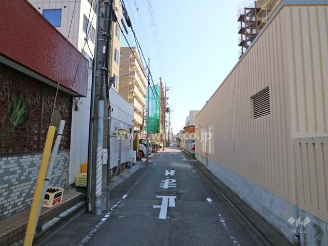 敷地の北側前面道路（西側から）