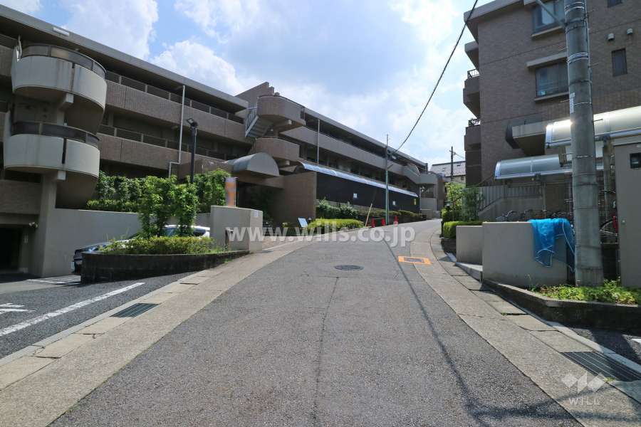 敷地北西側の前面道路（北東側から）