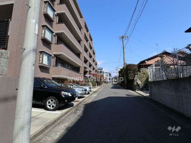 敷地北東側の前面道路（南東側から）