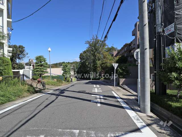 敷地の北西側前面道路（南西側から）