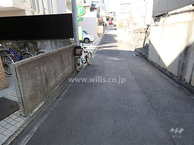 敷地北側の前面道路(南東側から)
