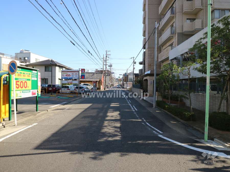 敷地北側の前面道路（西側から）