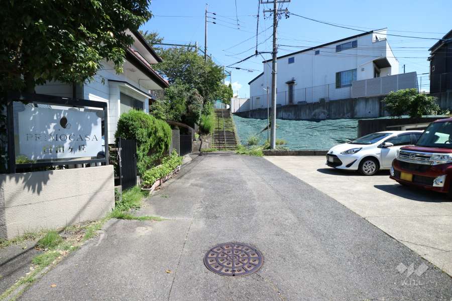 敷地南側の前面道路（西側から）