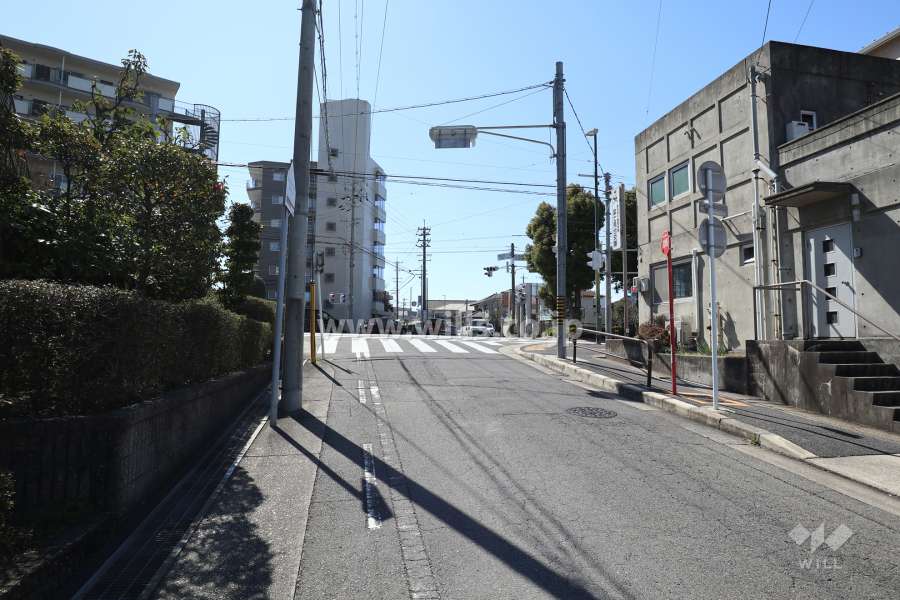 敷地西側の前面道路（北側から）