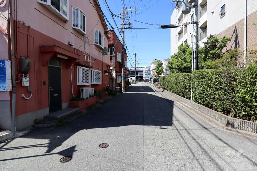 敷地西側の前面道路（南側から）