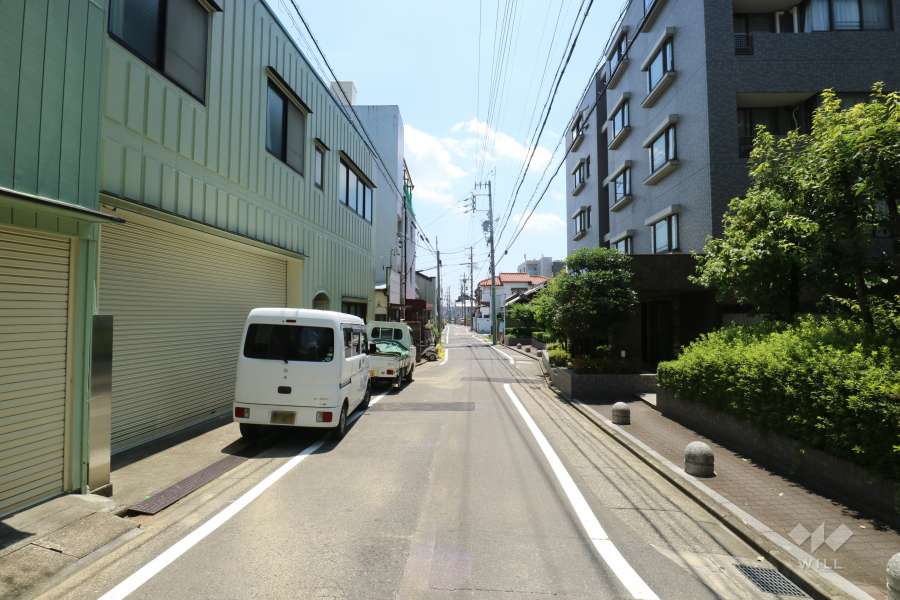 敷地東側の前面道路（北側から）