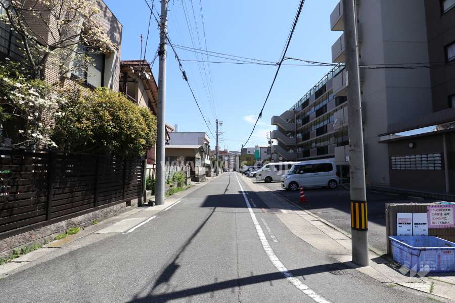 敷地の北側前面道路（西側から）