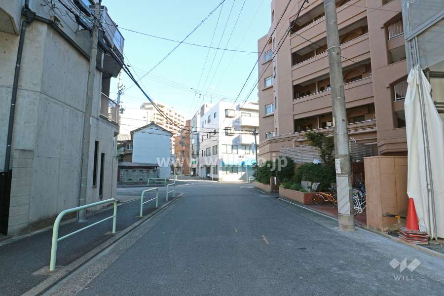 敷地北東側の前面道路（北西側から）