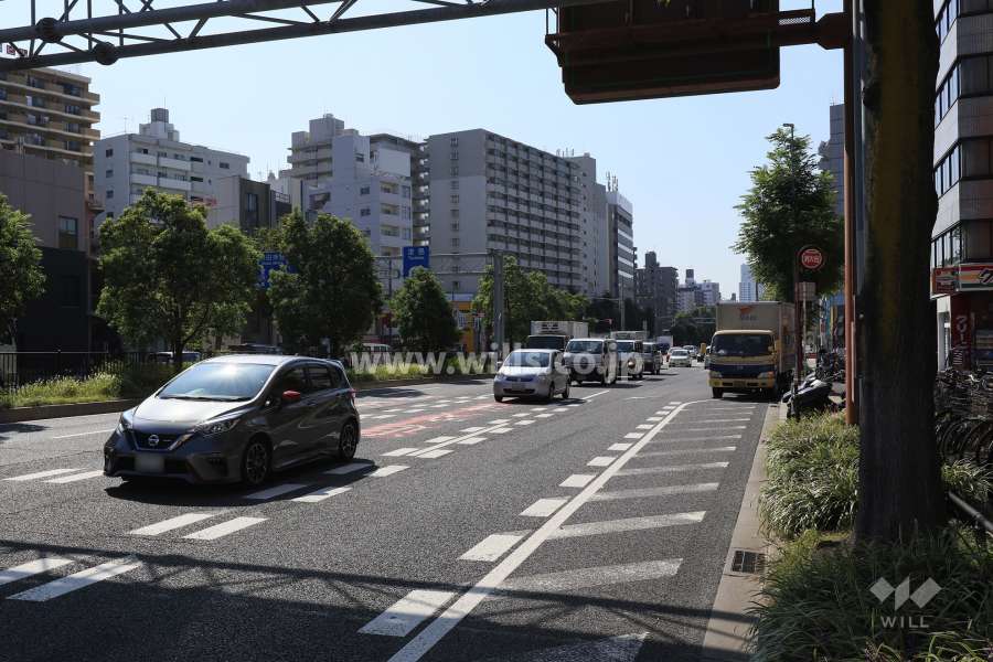 敷地東側の前面道路（北側から）