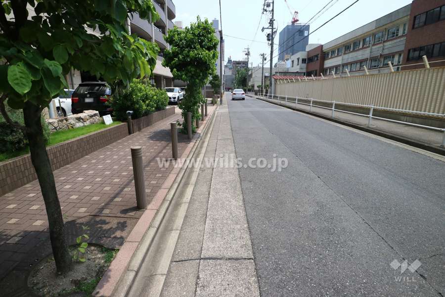 敷地の南側前面道路（西側から】