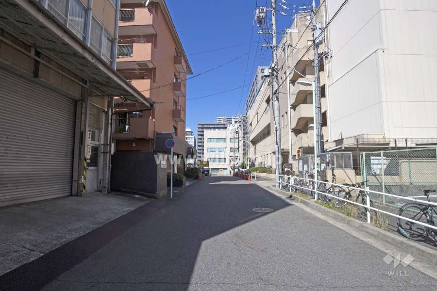 敷地東側の前面道路（南側から）