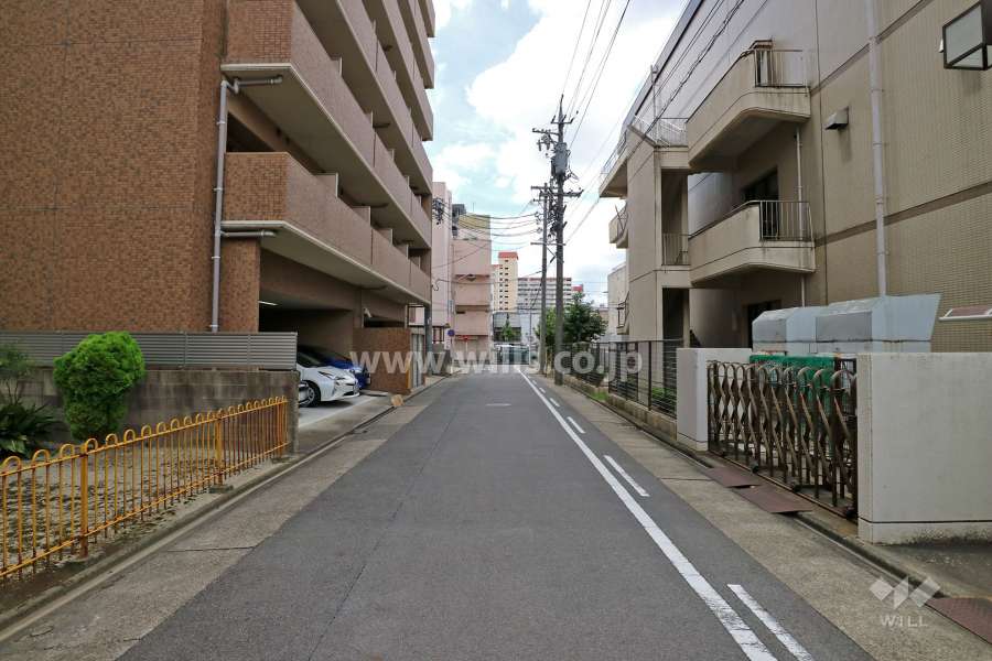 敷地北西側の前面道路（南西側から）