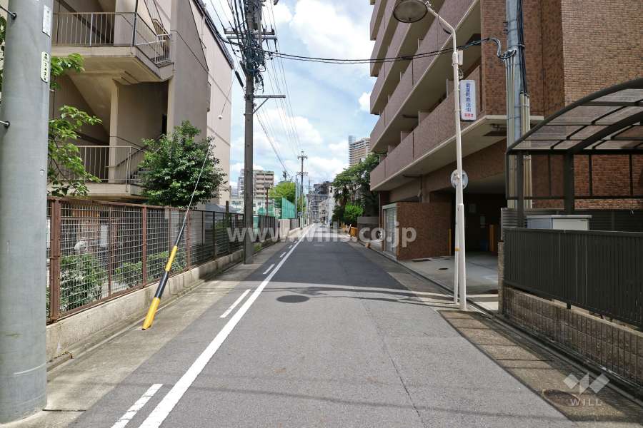 敷地北西側の前面道路（北東側から）