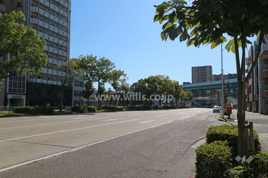 敷地北西側の前面道路（北東側から）