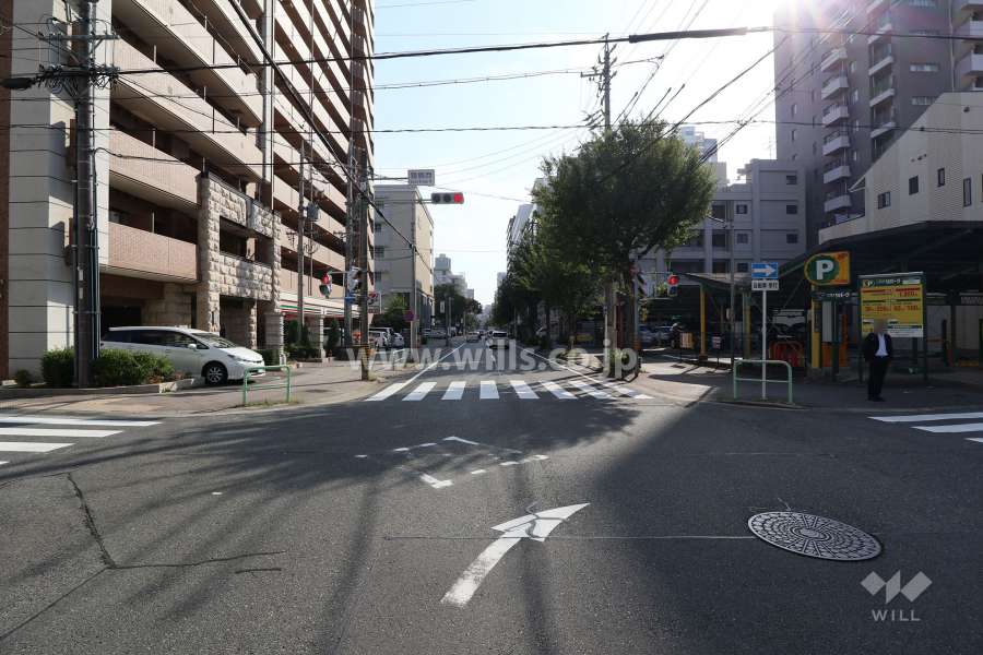 敷地西側の前面道路（北側から）