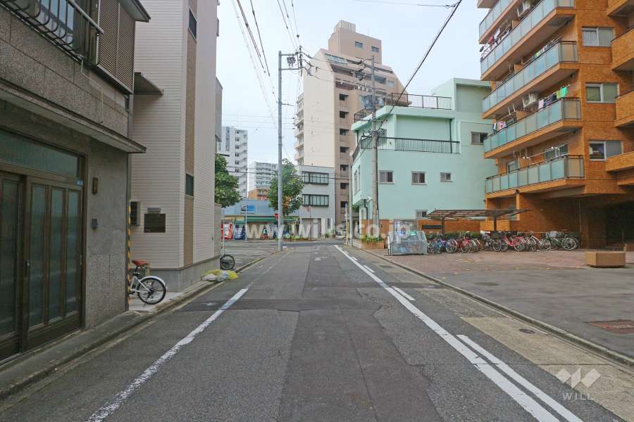 敷地南西側の前面道路（南東側から）