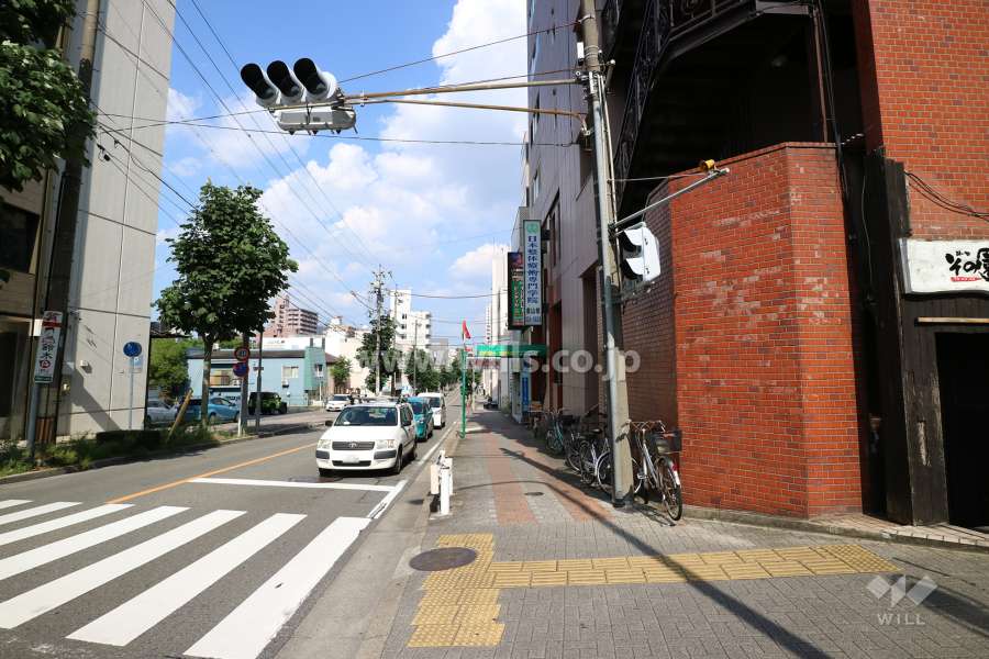 敷地の北側前面道路（西側から）