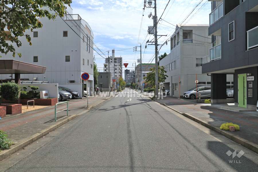 敷地西側の前面道路（北側から）