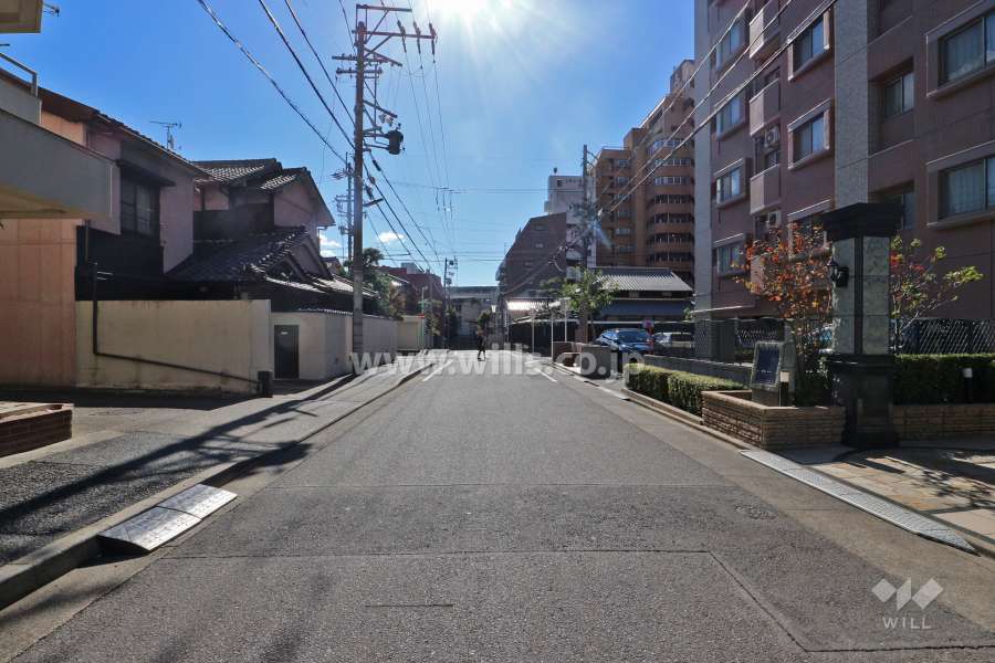 敷地東側の前面道路（北側から）