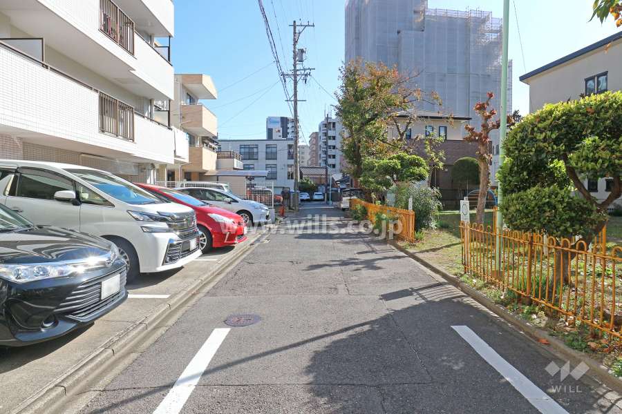 敷地北側の前面道路（西側から）