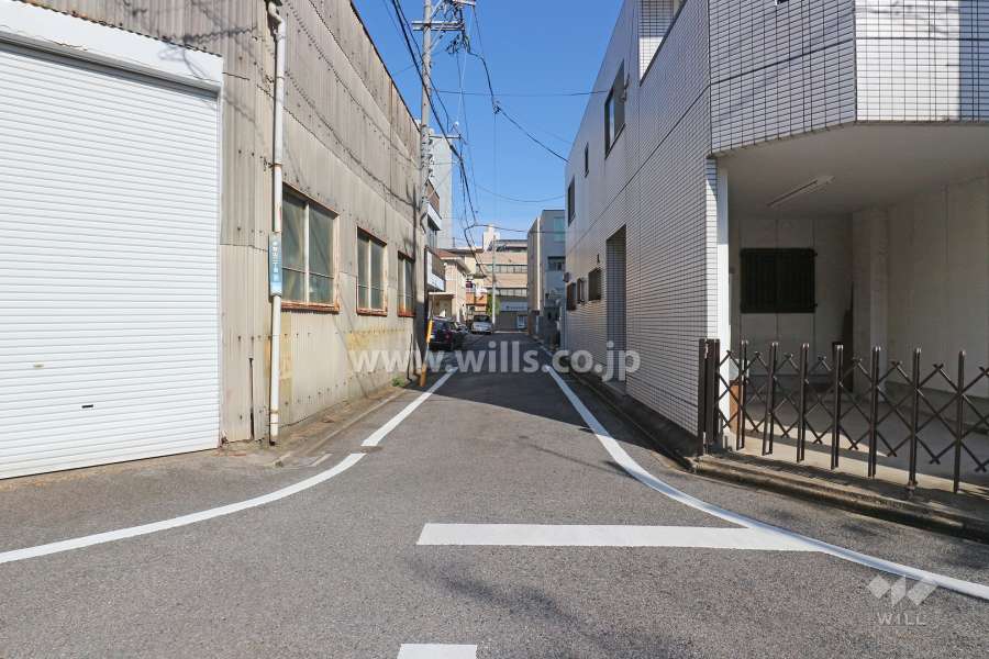 敷地西側の前面道路（南側から）