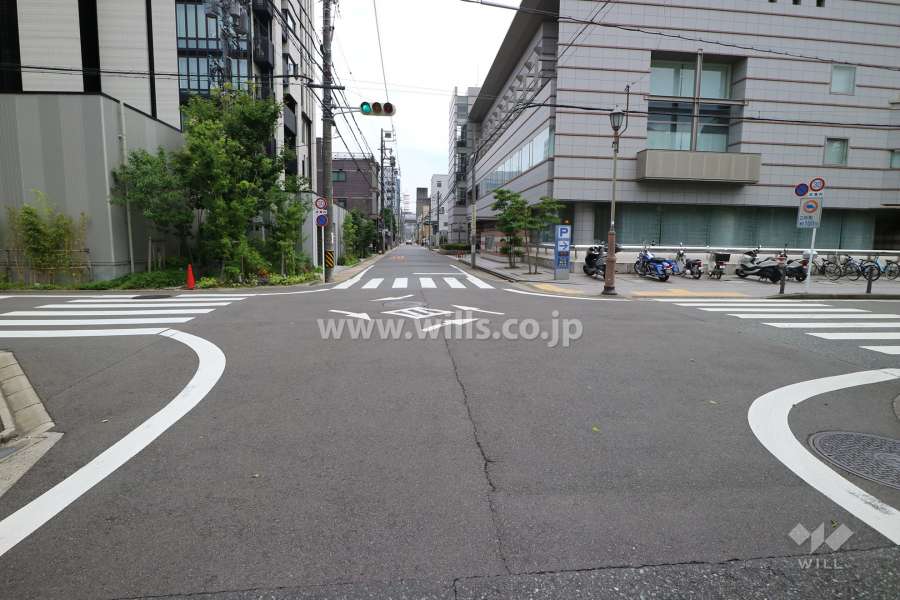 敷地西側の前面道路（北側から）