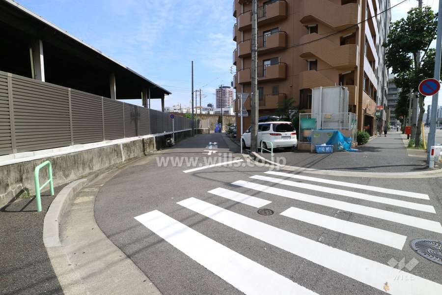 敷地東側の前面道路（北側から）