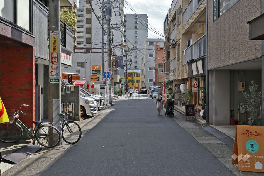 敷地西側の前面道路（北側から）