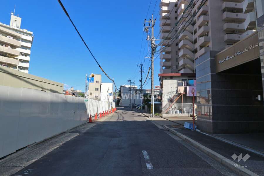 敷地北西側の前面道路（南西側から）