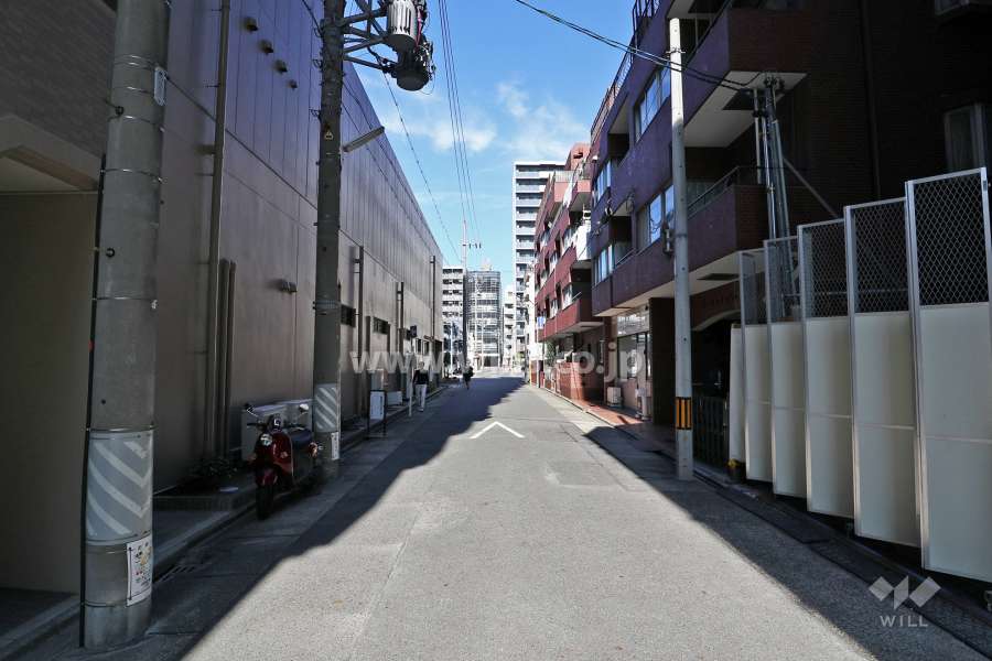 敷地西側の前面道路（南側から）