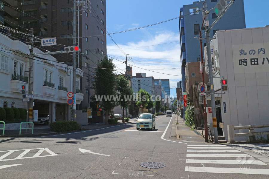敷地西側の前面道路（北側から）