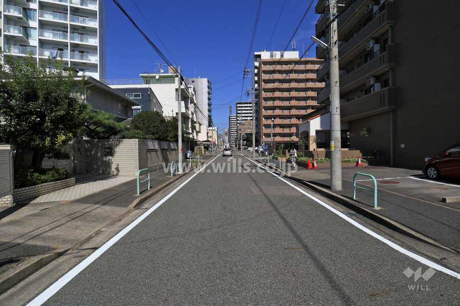 敷地北西側の前面道路（南西側から）