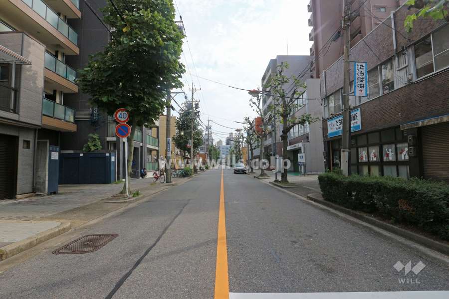 敷地北東側の前面道路（北西側から）