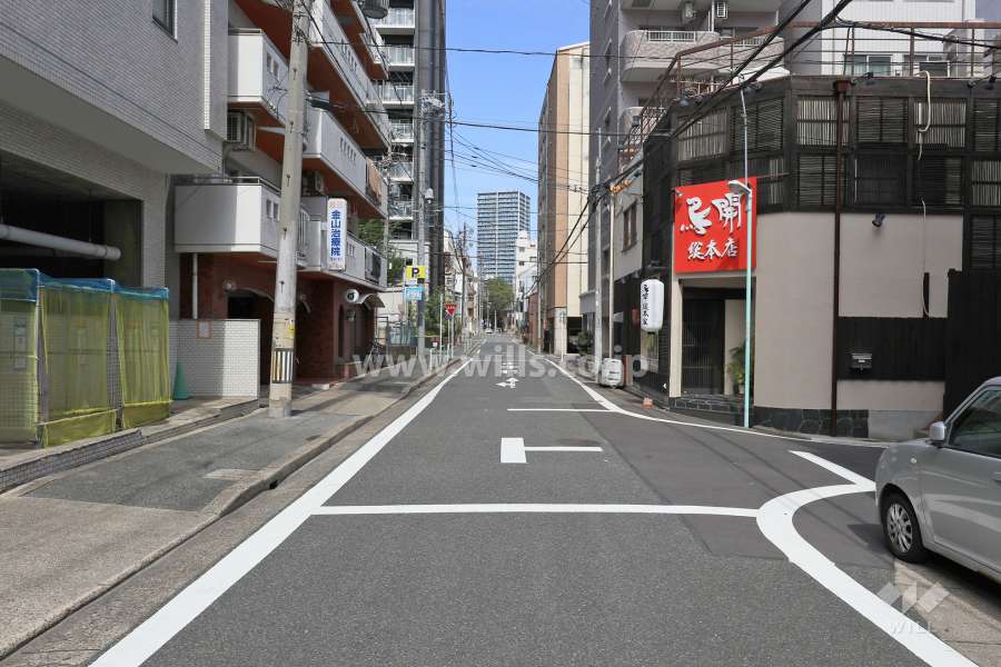 敷地東側の前面道路（南側から）