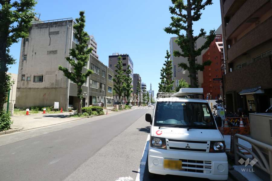 敷地の北側前面道路（西側から）