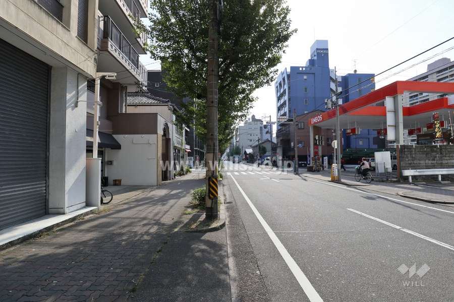 敷地西側の前面道路（北側から）