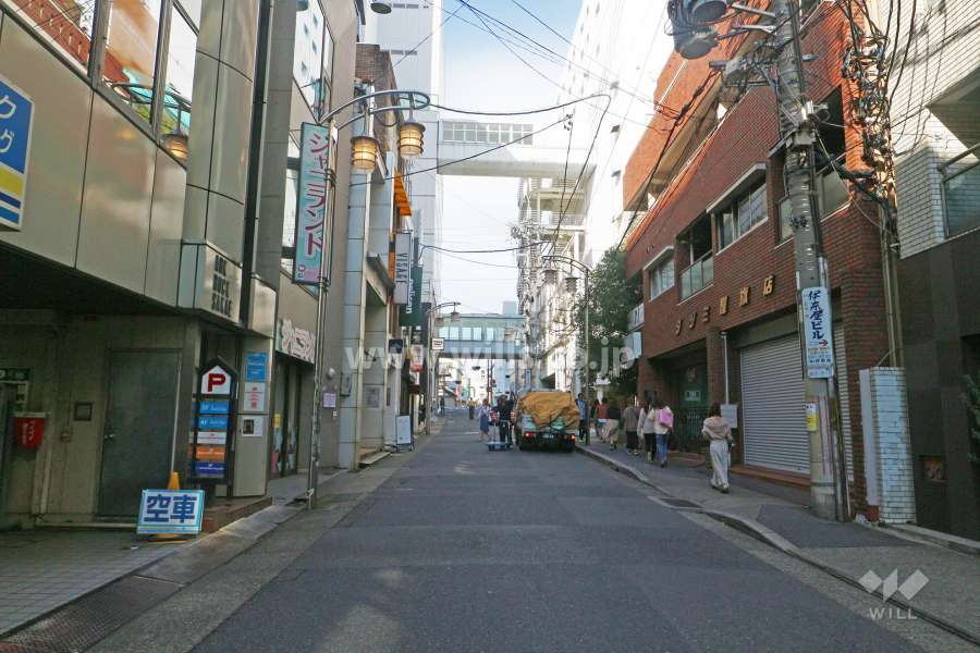 敷地南西側の前面道路（南東側から）